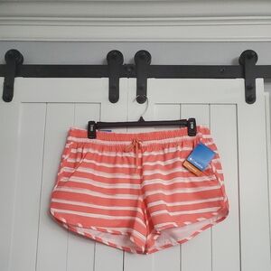 Columbia Bogota Bay Stretch Printed Shorts Coral Reef Brush Stripe. NEW!